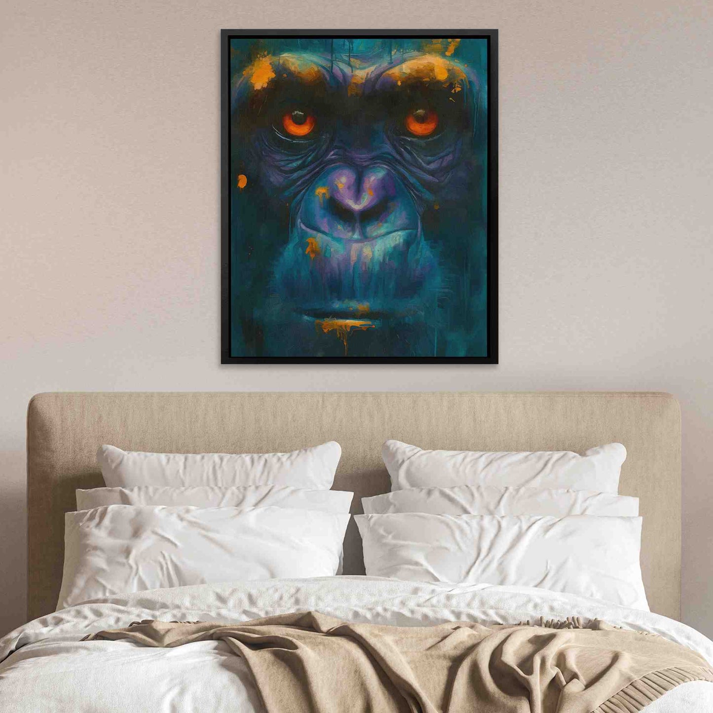 Serious Ape - Teal Animals Canvas Print