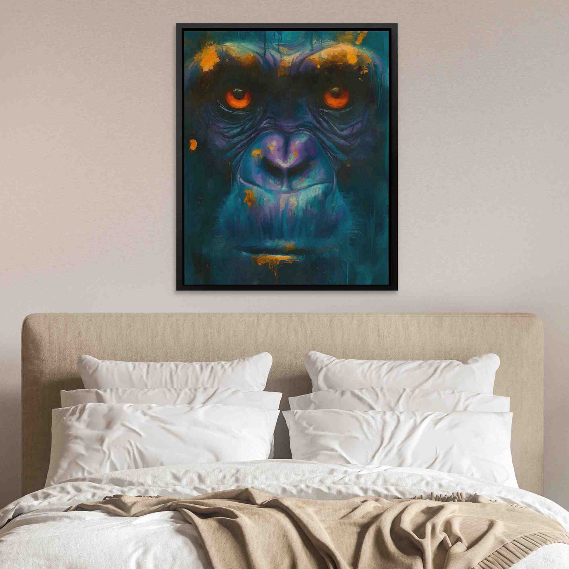 Serious Ape - Teal Animals Canvas Print