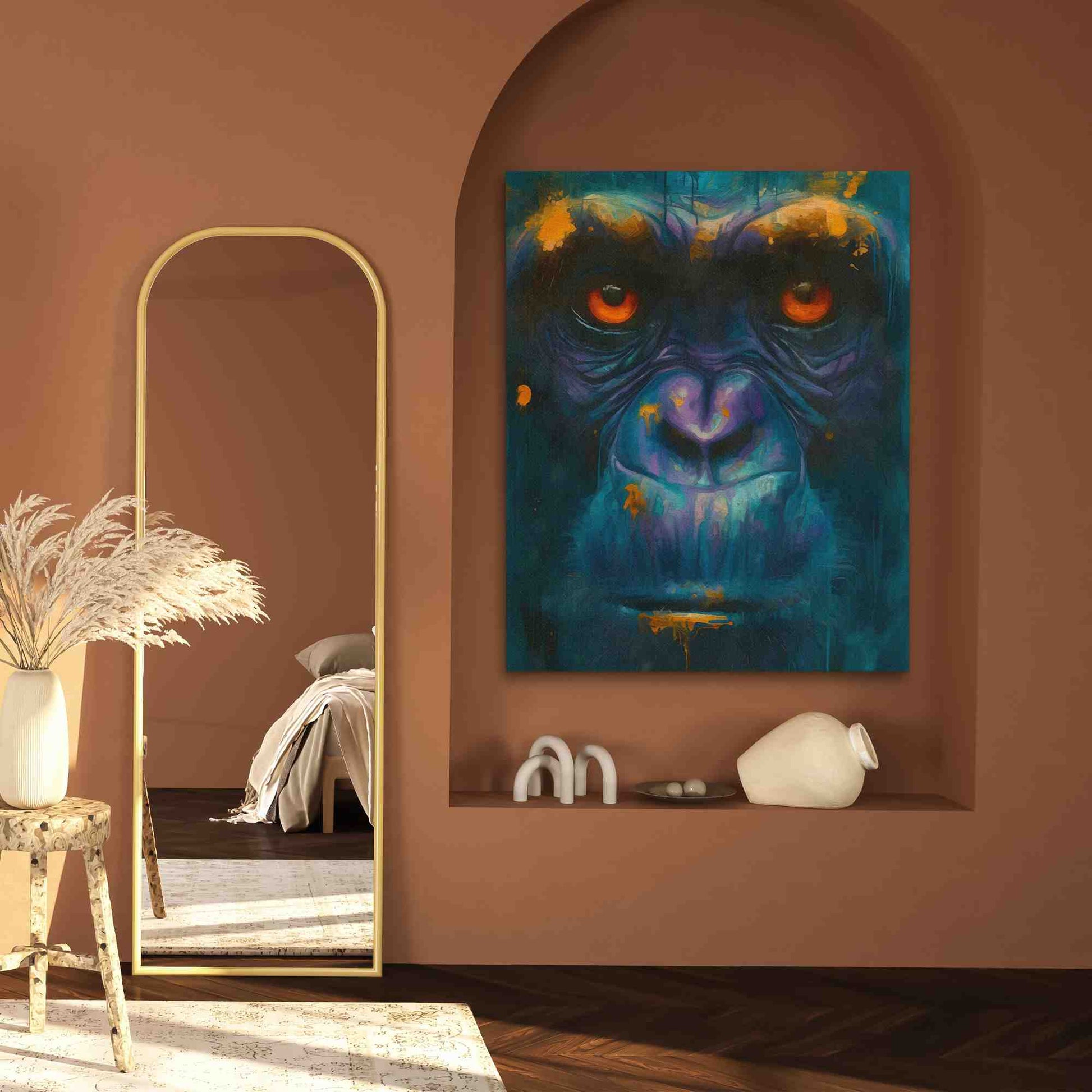Serious Ape - Teal Wall Art