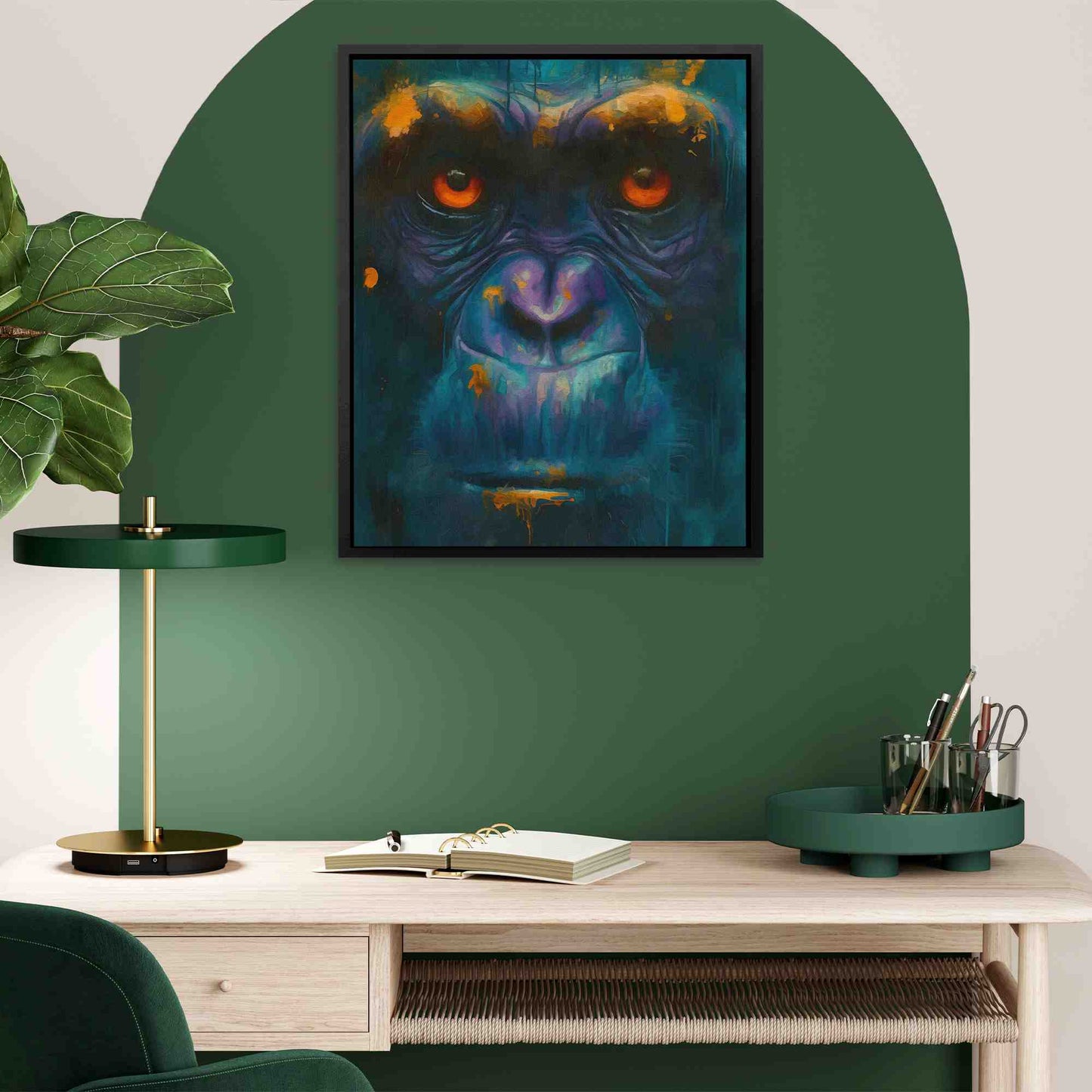 Serious Ape - Teal Canvas Wall Art