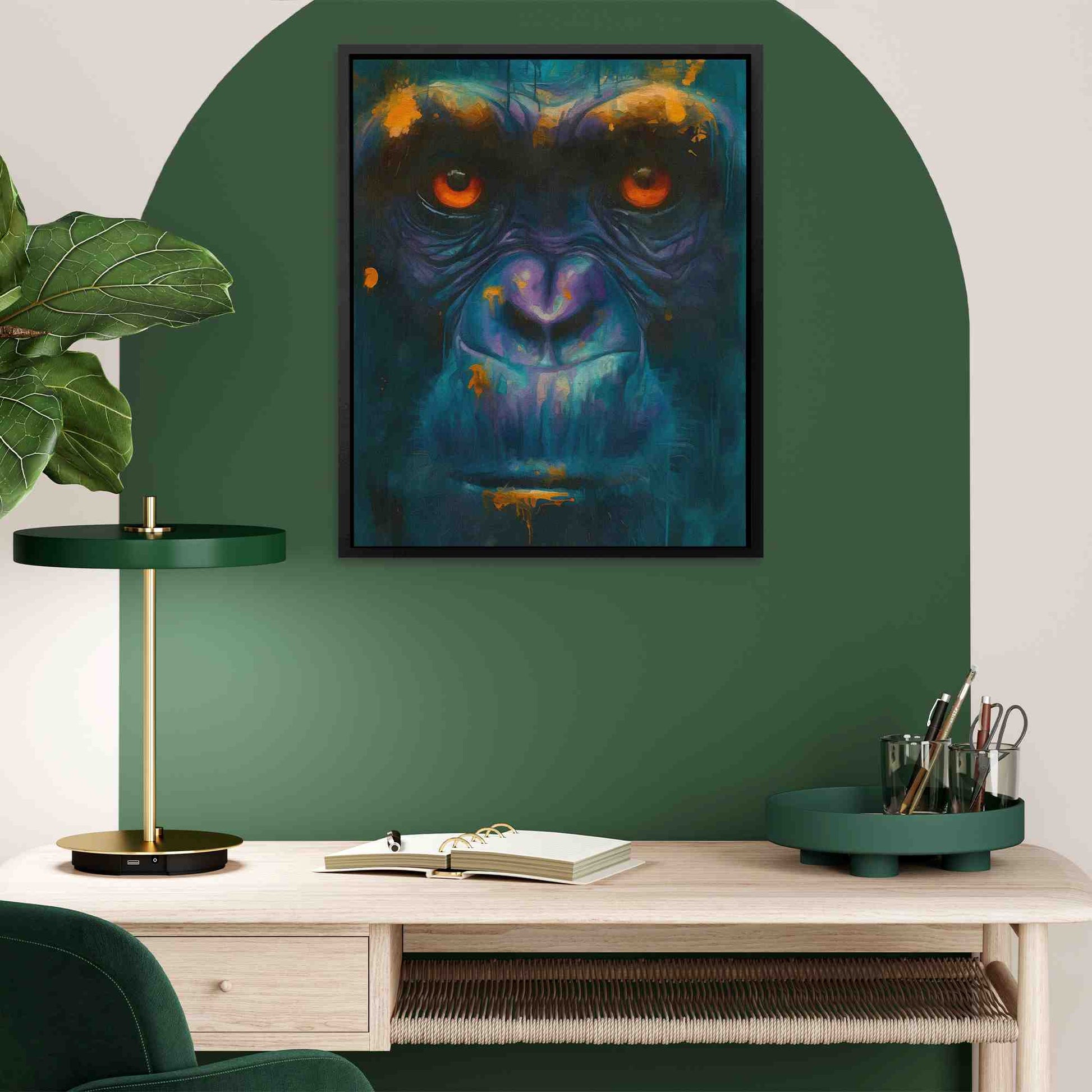 Serious Ape - Teal Canvas Wall Art