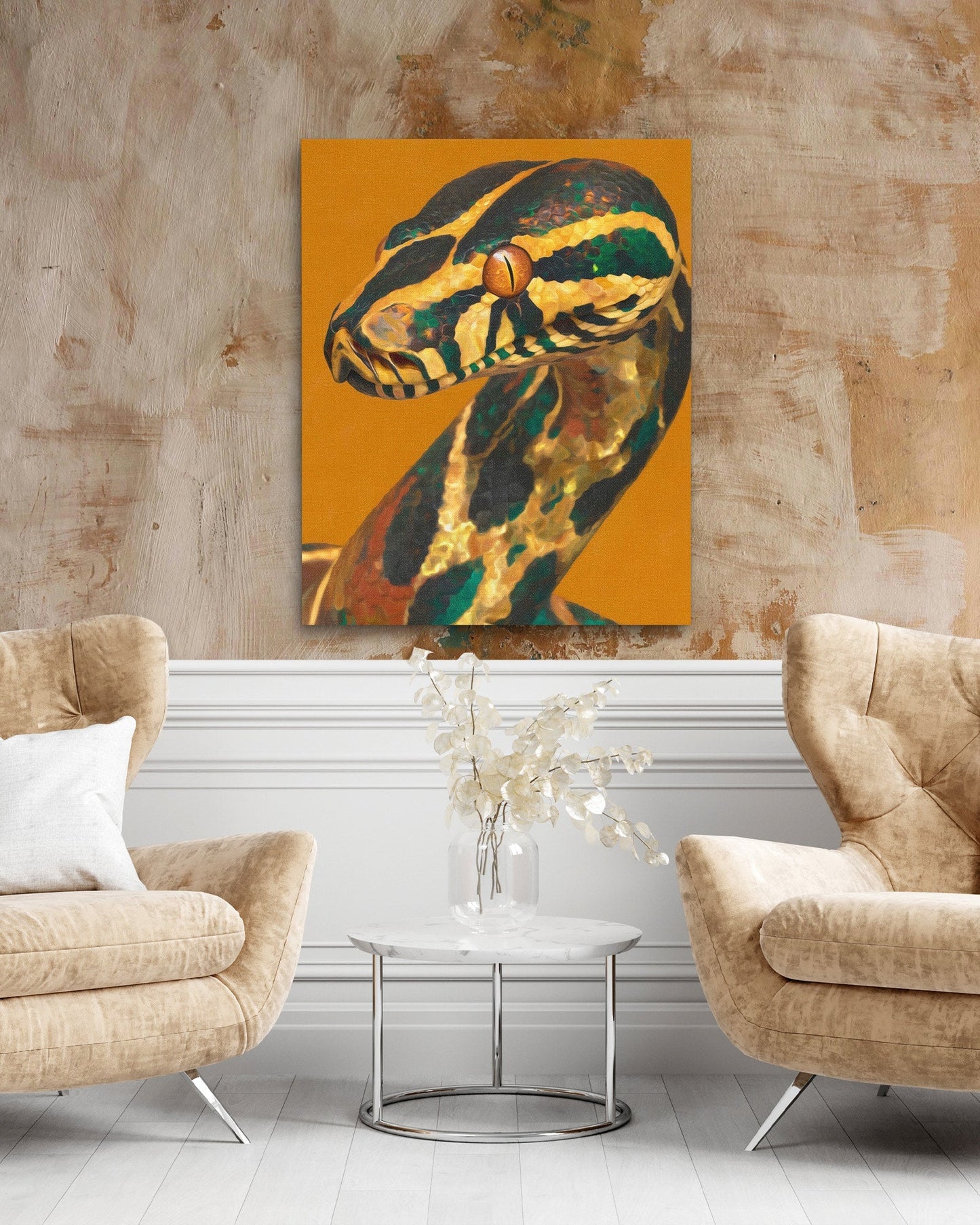 Serpent's Golden Coil - Luxury Wall Art