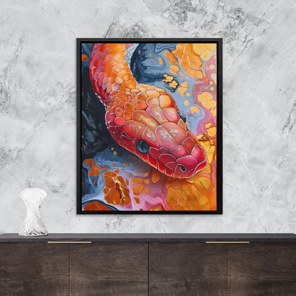 Serpent’s Spectrum - Nature Wall Art in Black Frame
