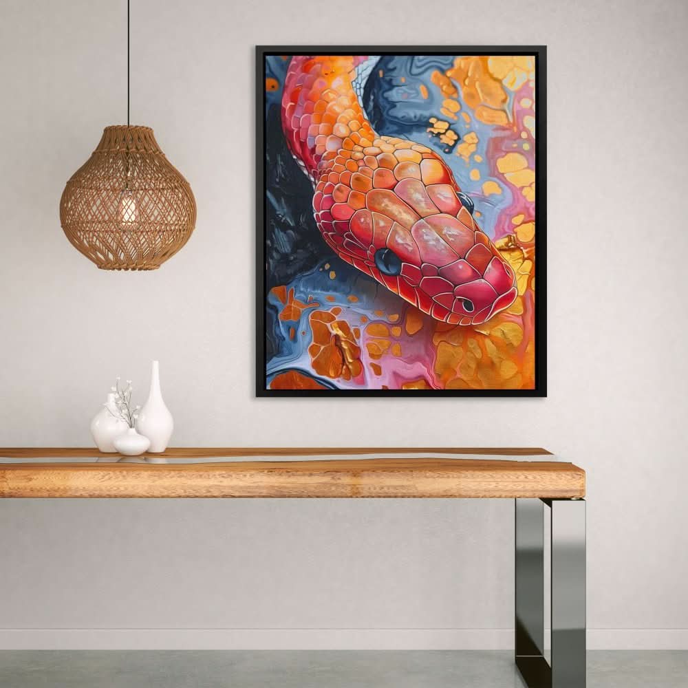 Serpent’s Spectrum - Abstract Wall Art in Black Frame