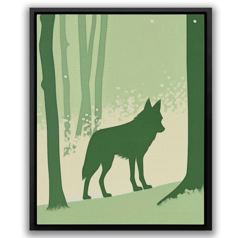 Shadow of a Wolf - Green Nature Canvas Print