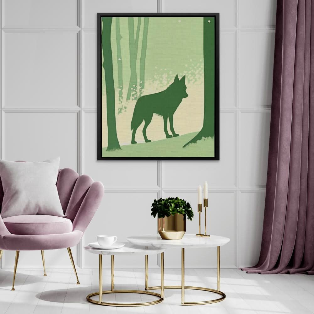 Shadow of a Wolf - Green Wall Art