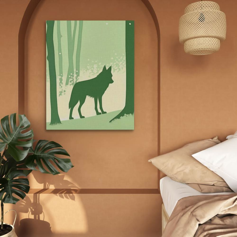 Shadow of a Wolf - Minimalist Wall Art in Black Frame
