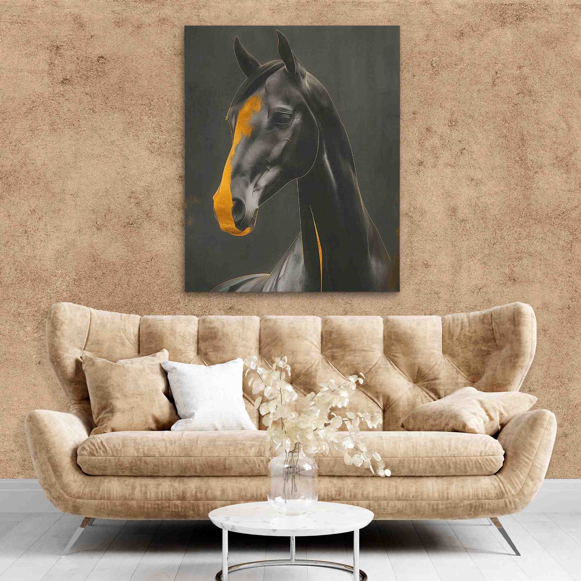 Shadow Sprinter - Black Horse Canvas Print