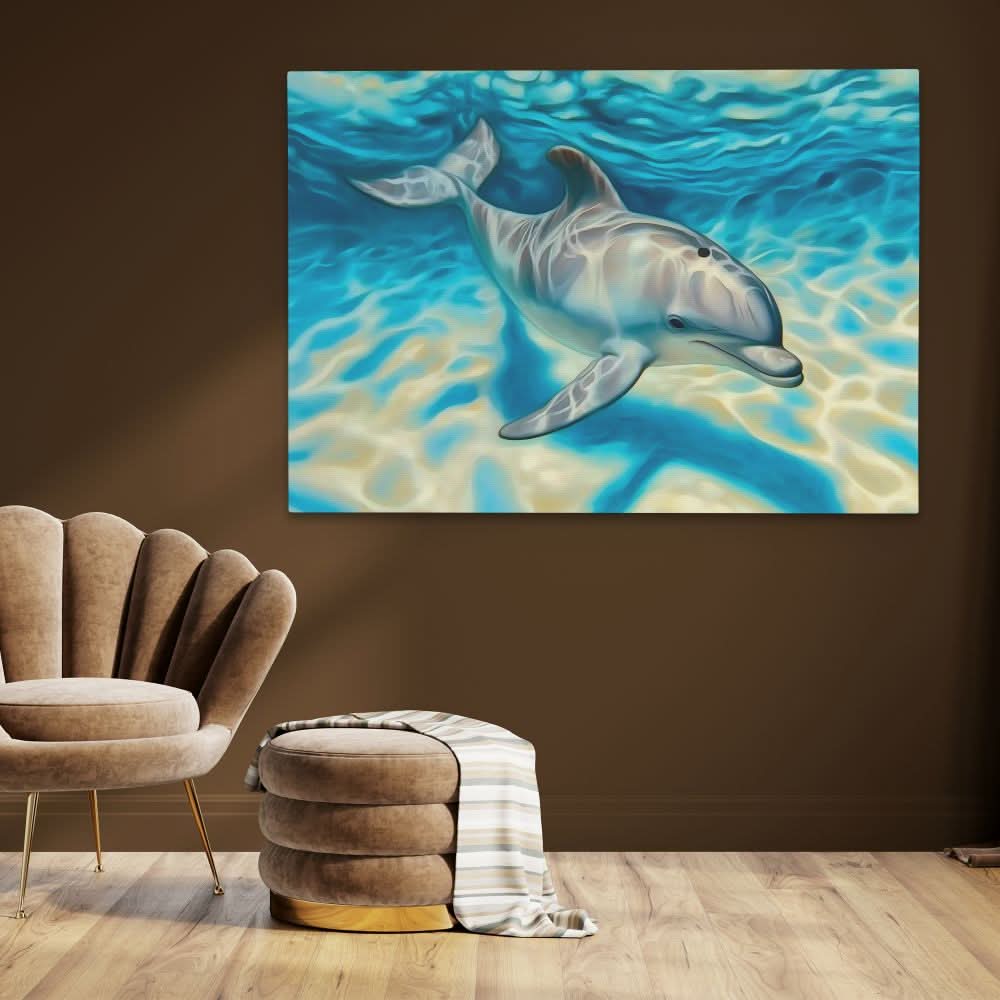 Shallow Penguin - Coastal Wall Art in Black Frame