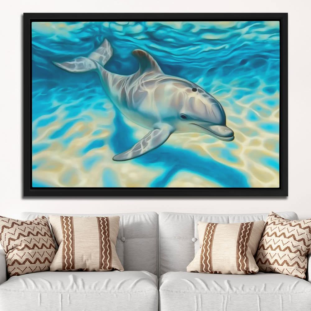 Shallow Penguin - Blue Coastal Canvas Print