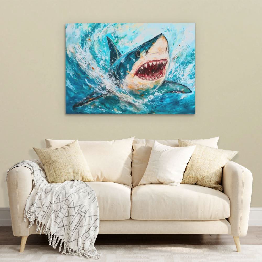 Shark Attack - Blue Wall Art for Lounge