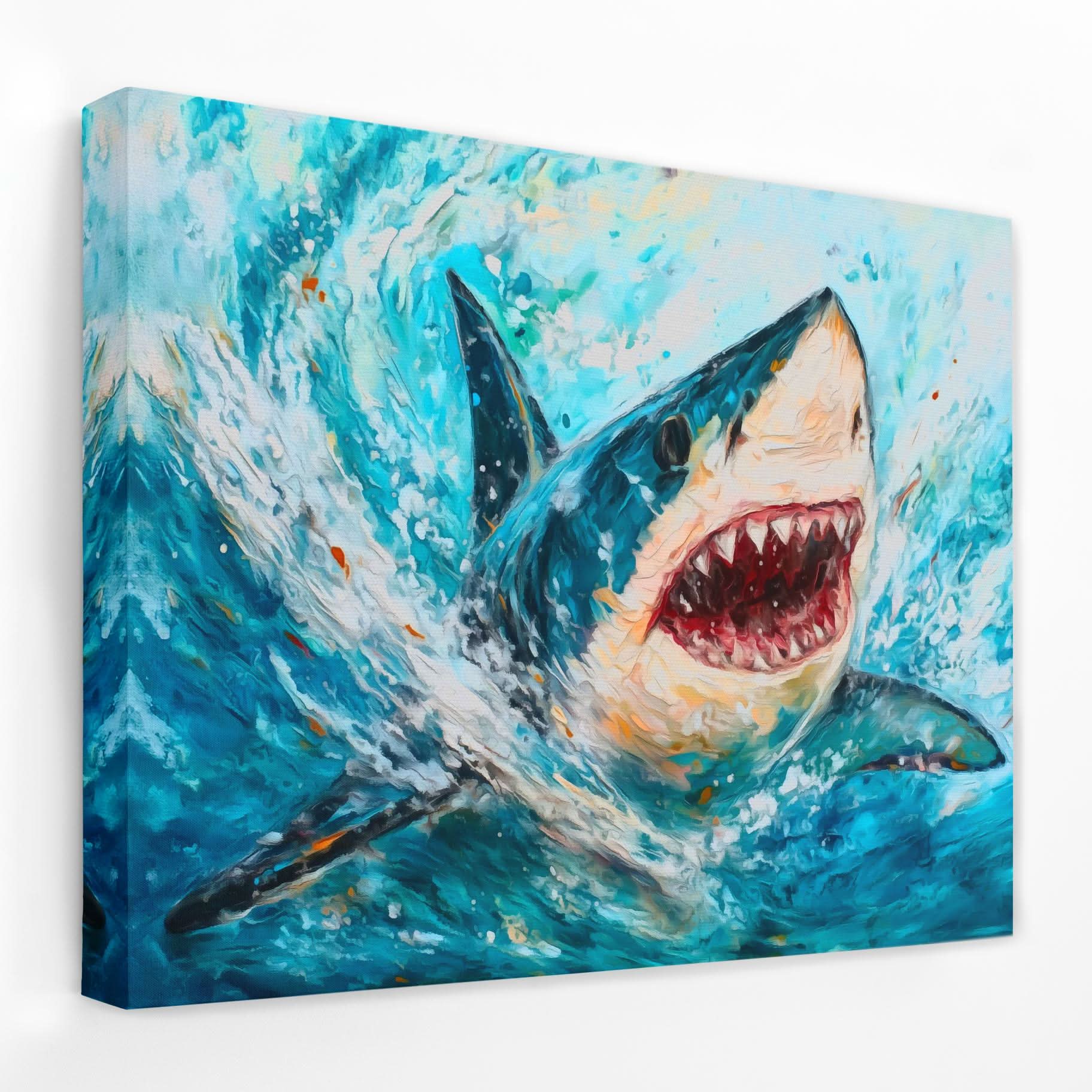 Shark Attack - Coastal Canvas Wall Art