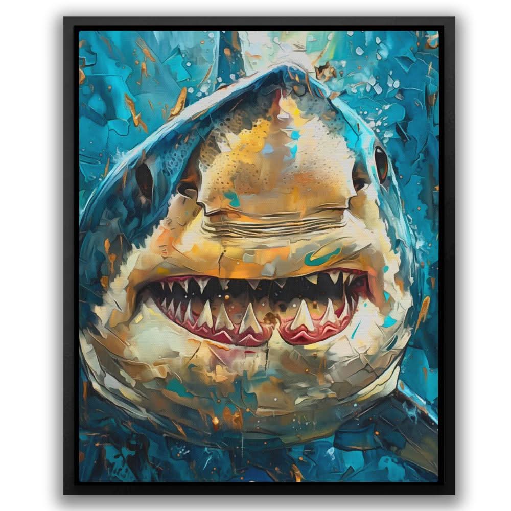 Shark Jaws - Blue Ocean Canvas Print