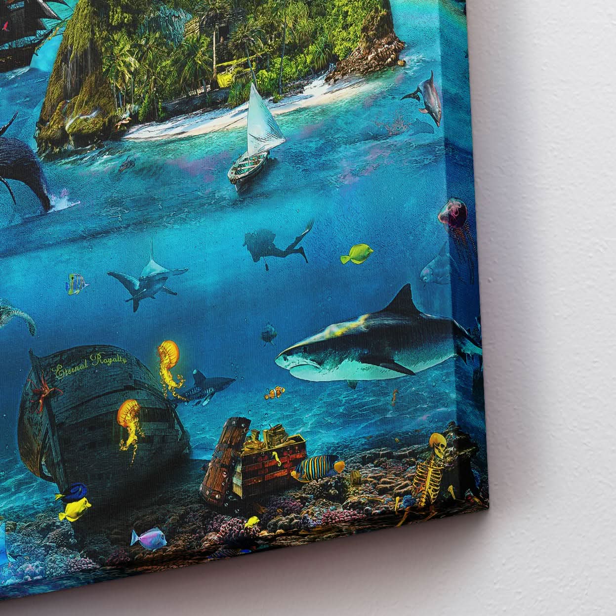 Shark Ocean - Blue Oceanic Canvas Print