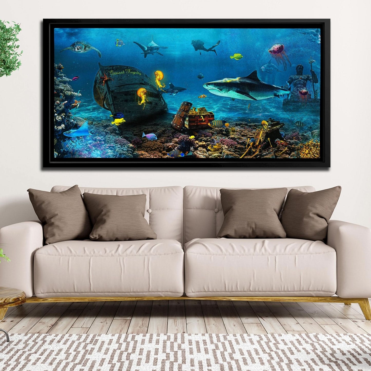 Shark Ocean - Oceanic Wall Art in Black Frame