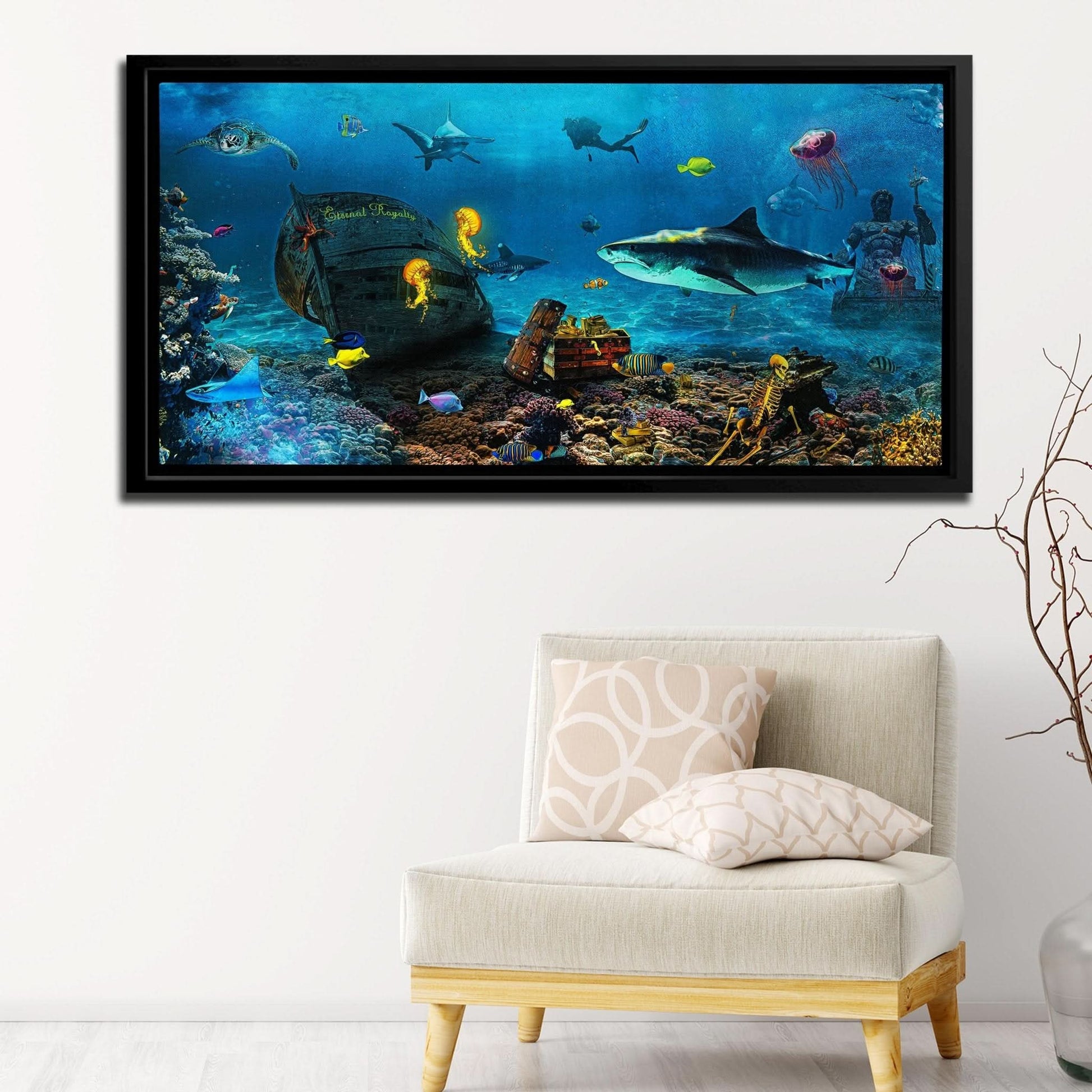 Shark Ocean - Blue Canvas Wall Art