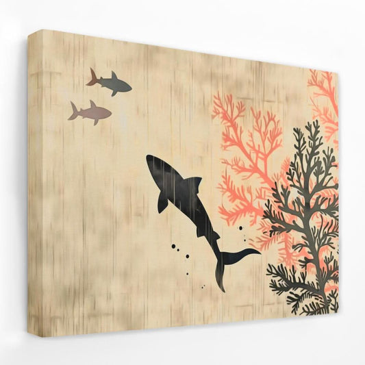 Shark Surprise - Coastal Canvas Wall Art