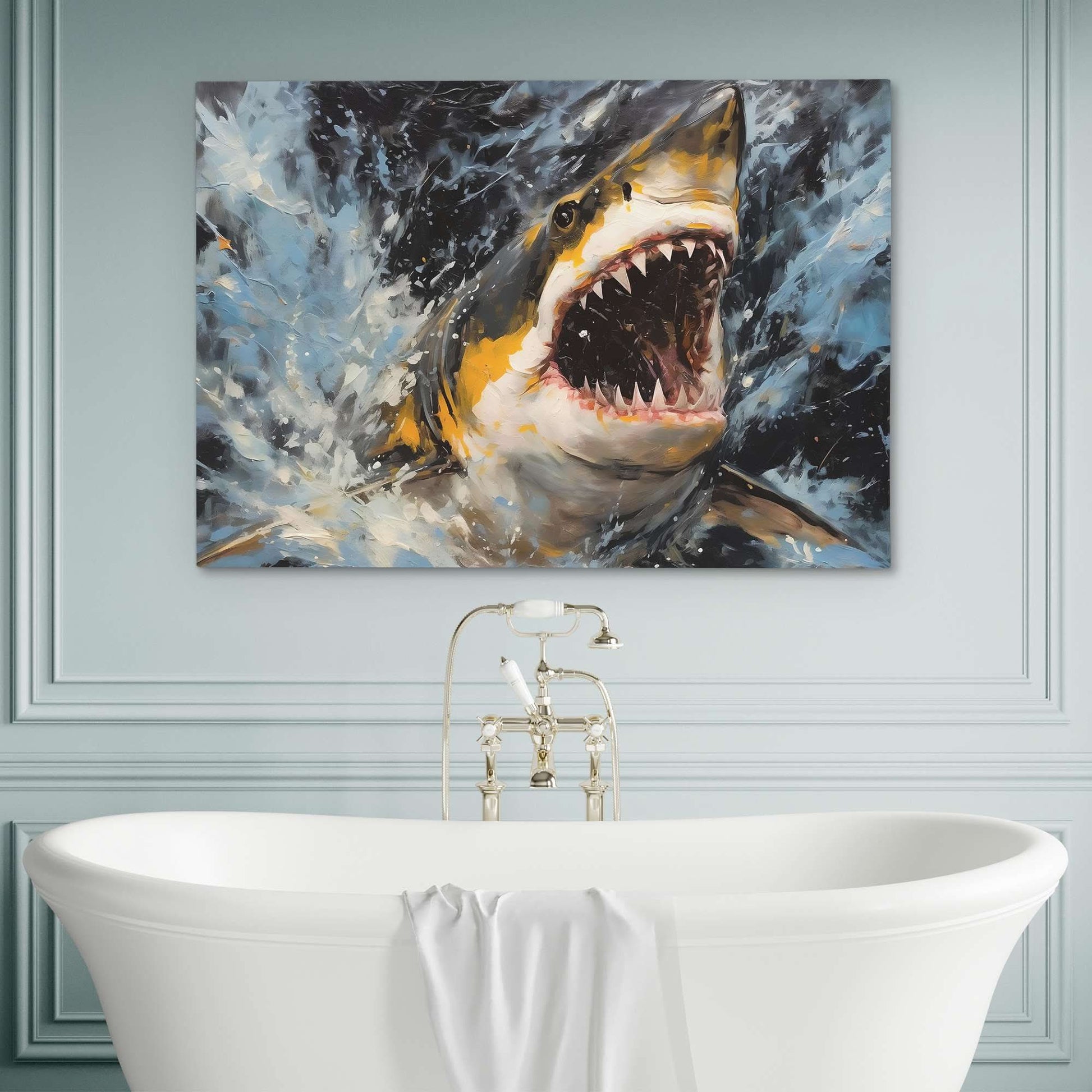 Shark's Golden Bite - Luxury Wall Art