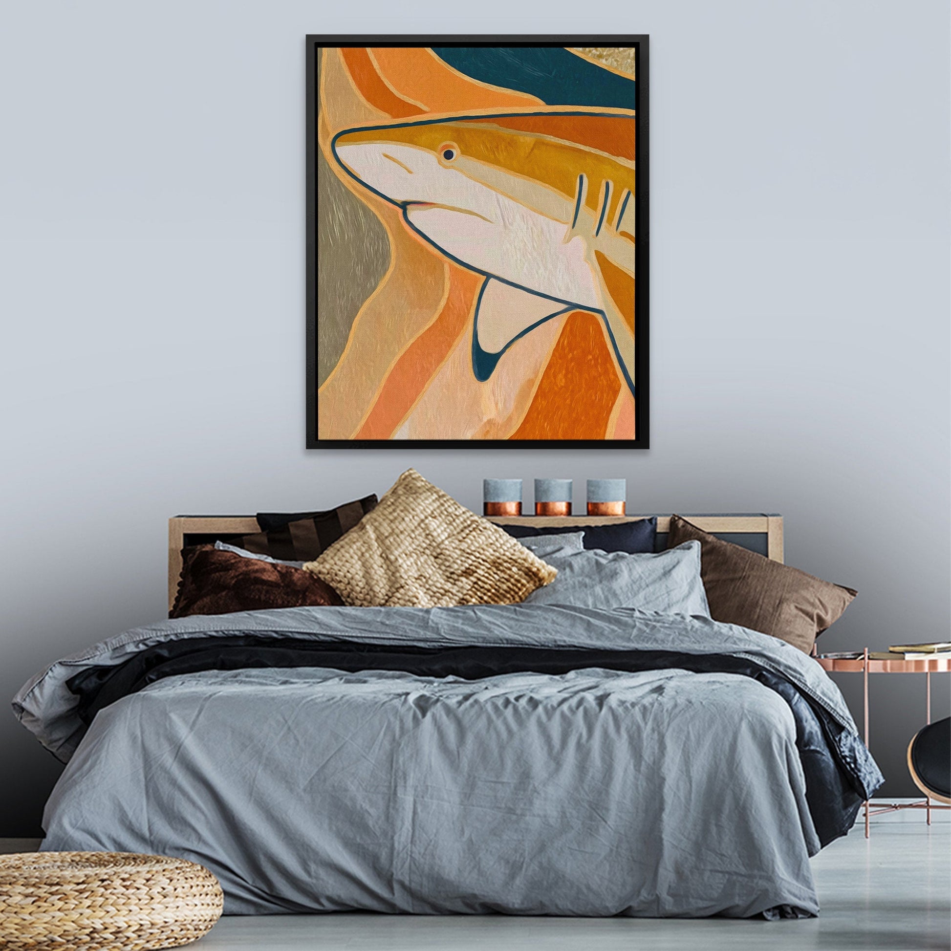 Shark's Golden Current - Luxury Wall Art