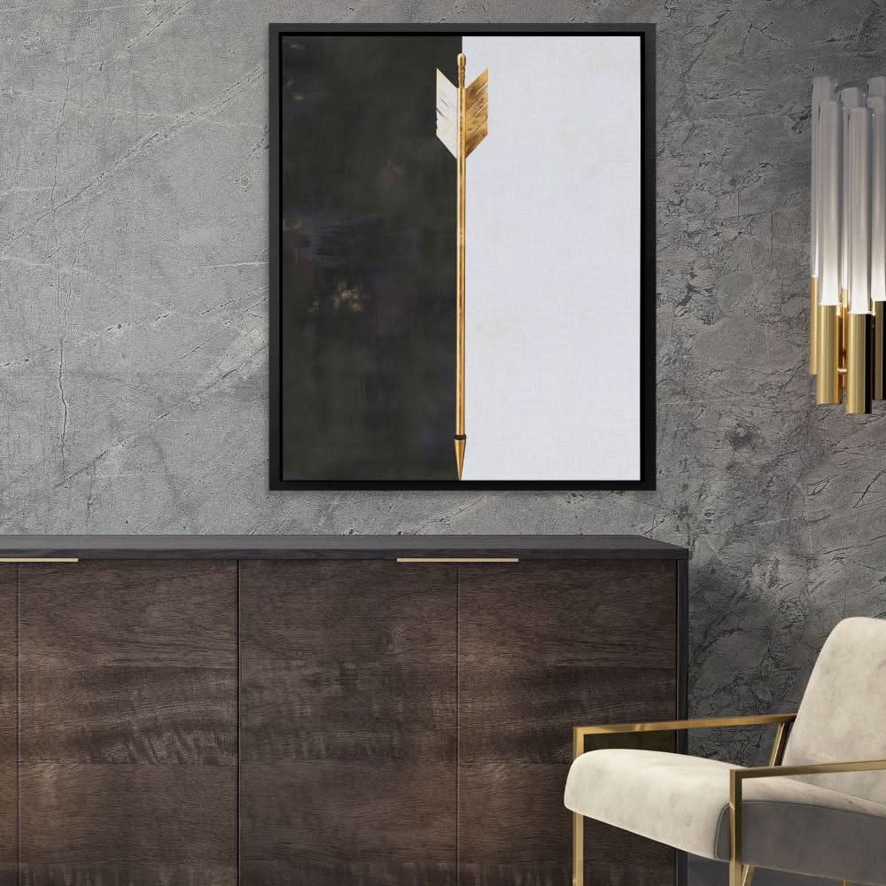 Sharp Contrast - Minimalist Gold Canvas Wall Art