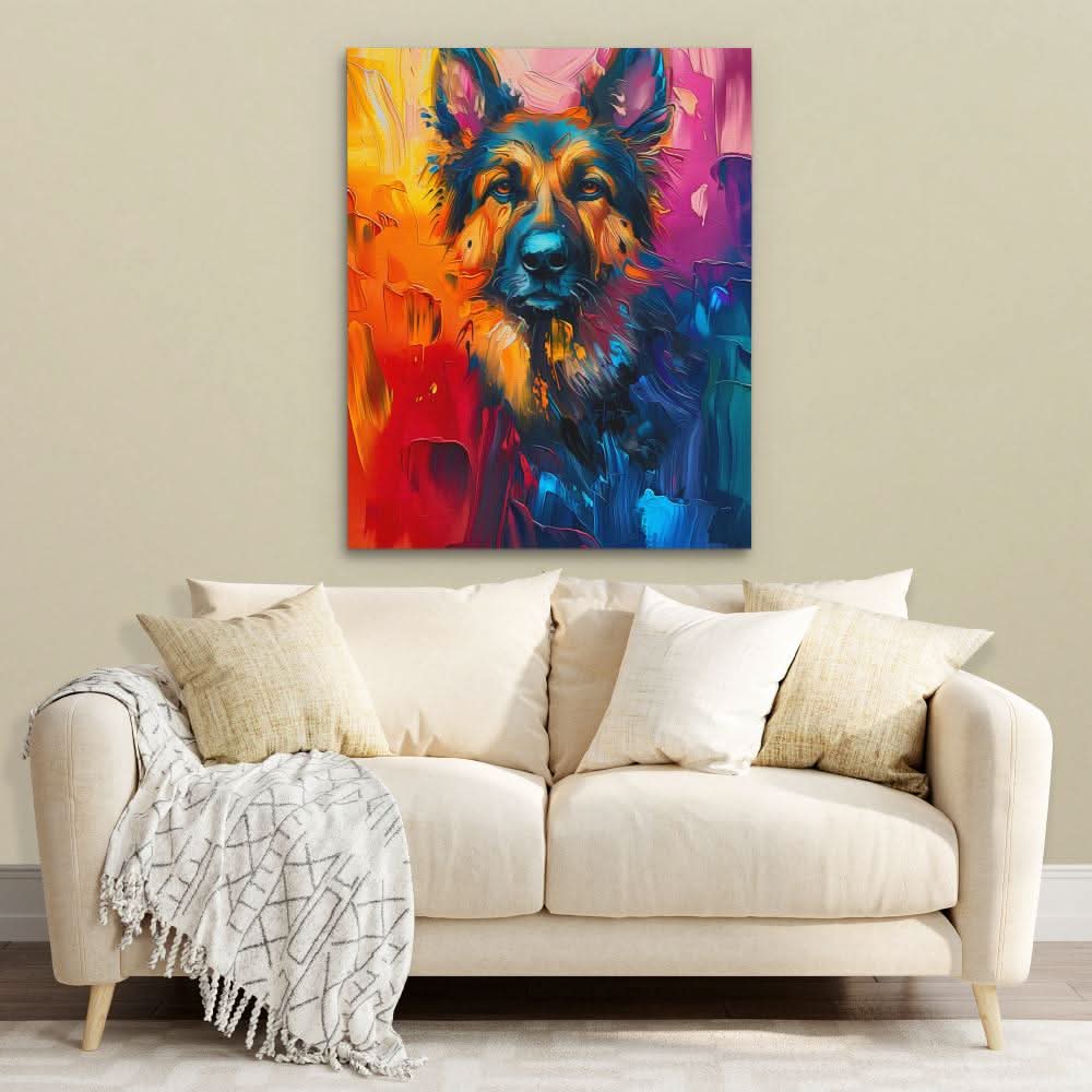 Shepherds Visage - Dog Wall Art in Black Frame
