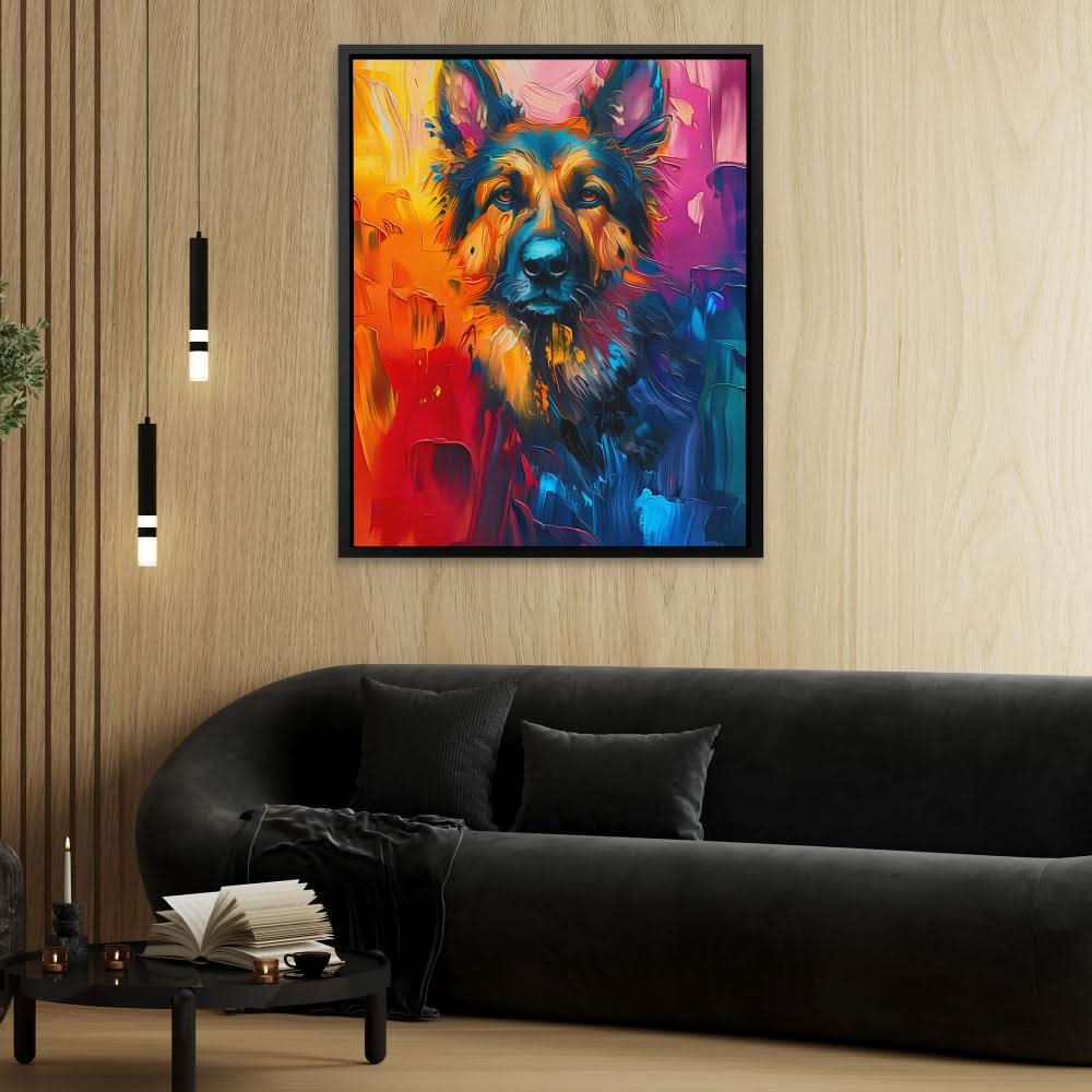 Shepherds Visage - Colorful Dog Canvas Print