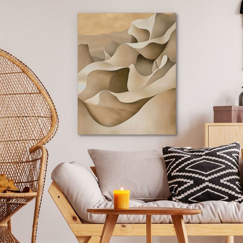 Shifting Serenity - Minimalist Wall Art in Black Frame