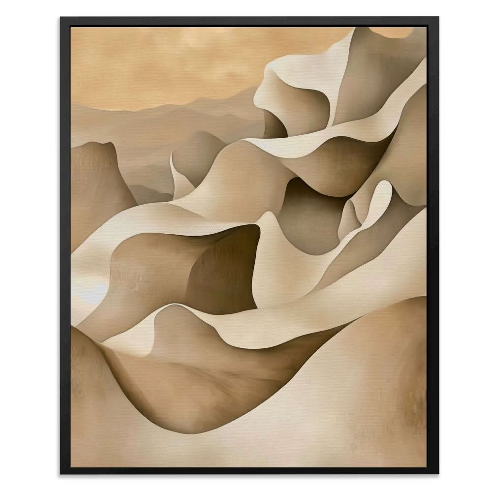 Shifting Serenity - Minimalist Beige Canvas Wall Art