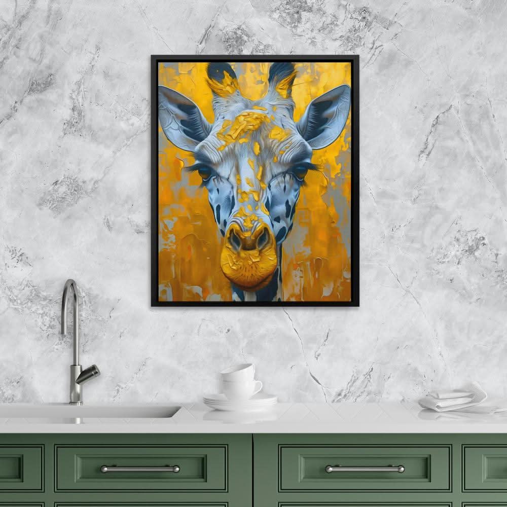 Shimmering Giraffe - Minimalist Gold Canvas Wall Art
