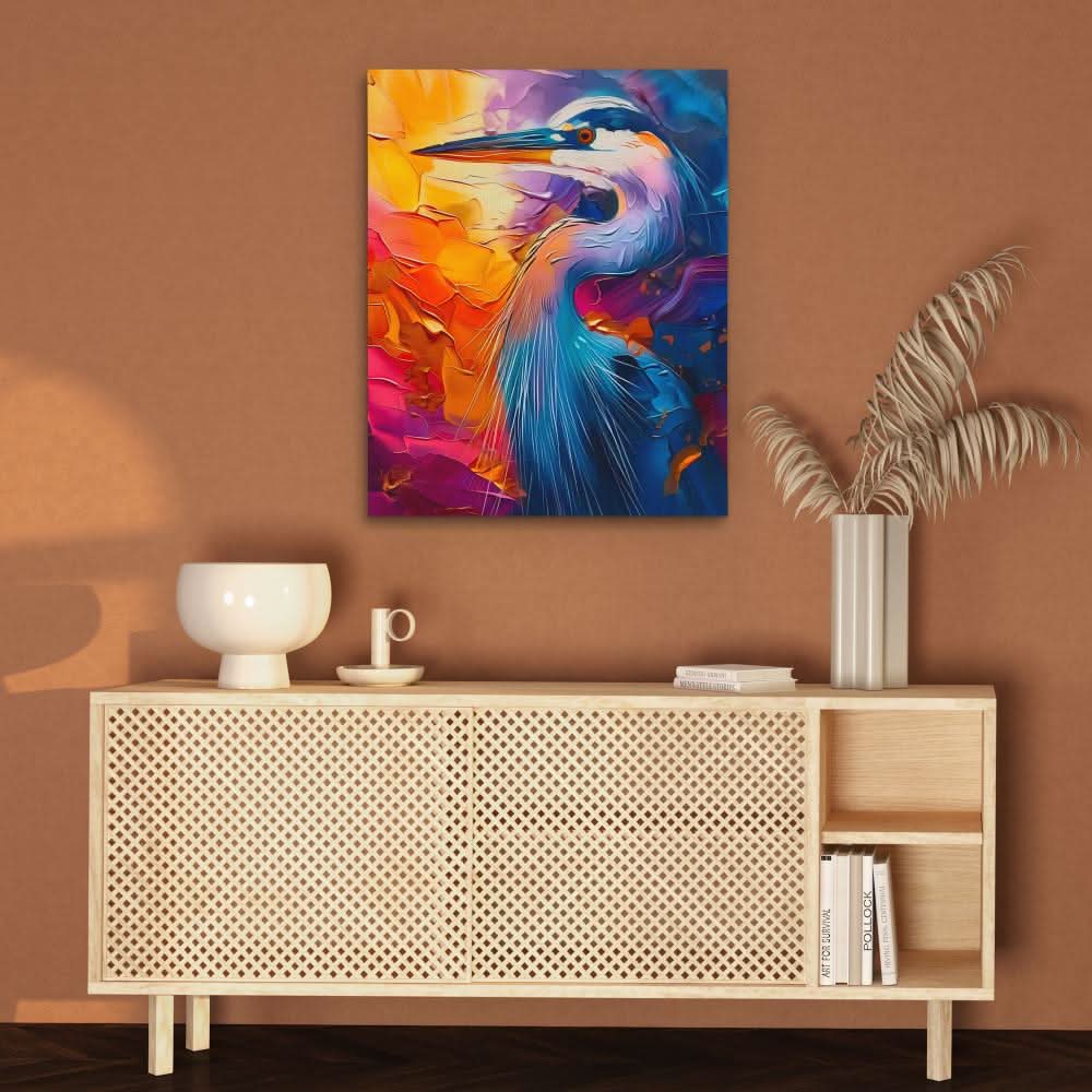 Shimmering Spectacle - Blue Blue Heron Canvas Print