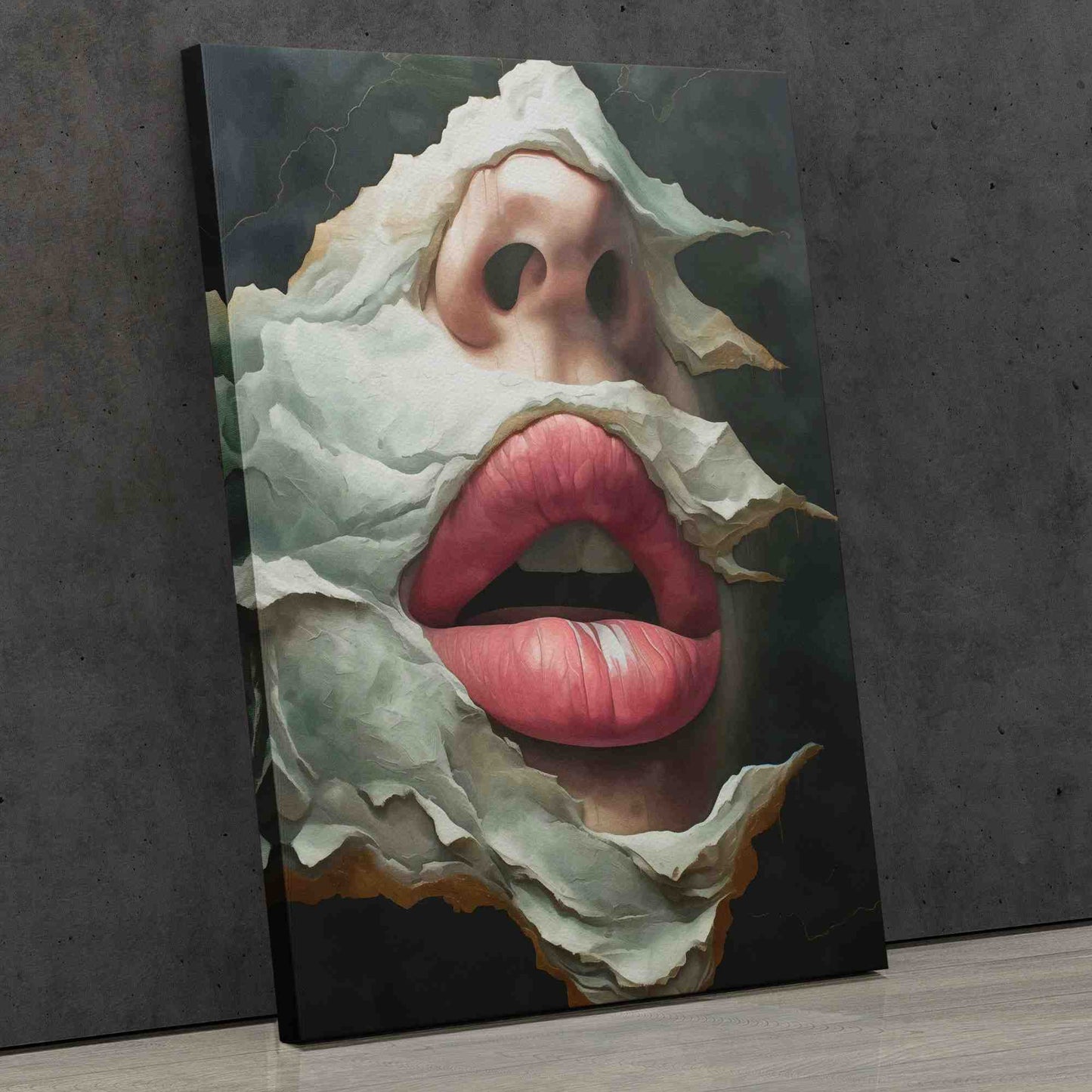 Shocked in Stone - Black and Gold Feminine Canvas Print