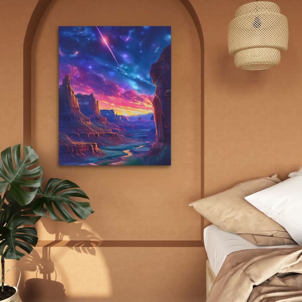 Shooting Star Canyon - Fantasy Colorful Canvas Wall Art