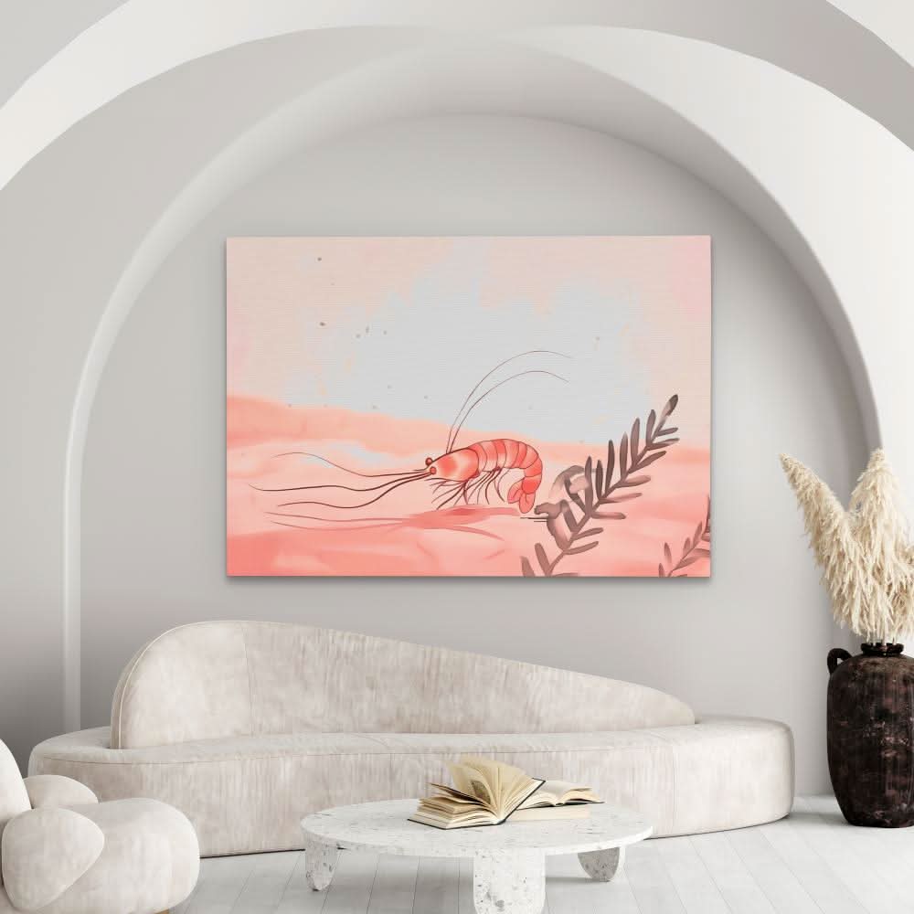 Shrimp Melody - Large Minimalist Canvas Print