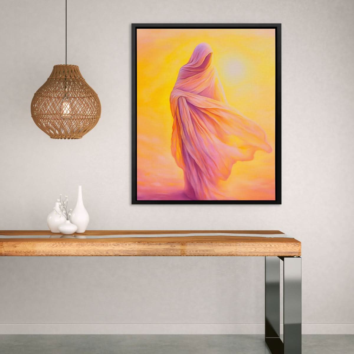 Shrouded Figure - Beige Canvas Print