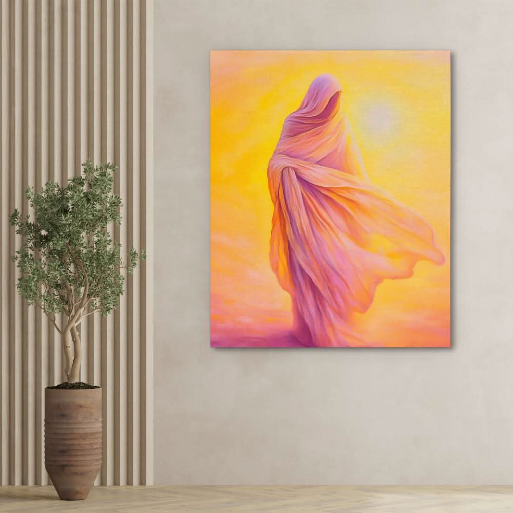Shrouded Figure - Beige Wall Art for Hallway