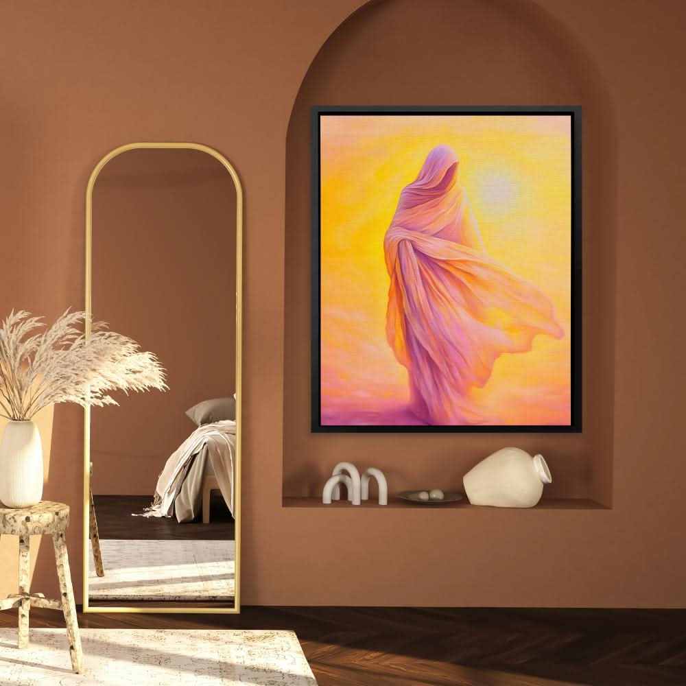 Shrouded Figure - Spiritual Wall Art in Black Frame