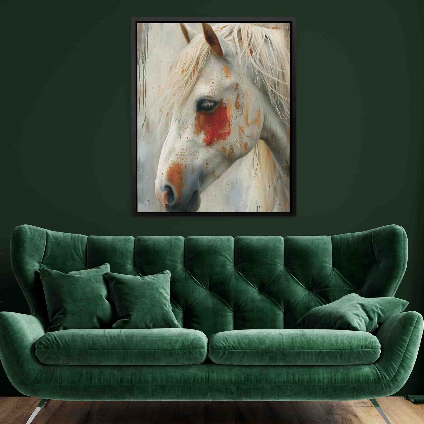 Shy Horse - Farmhouse Wall Art in Black Frame