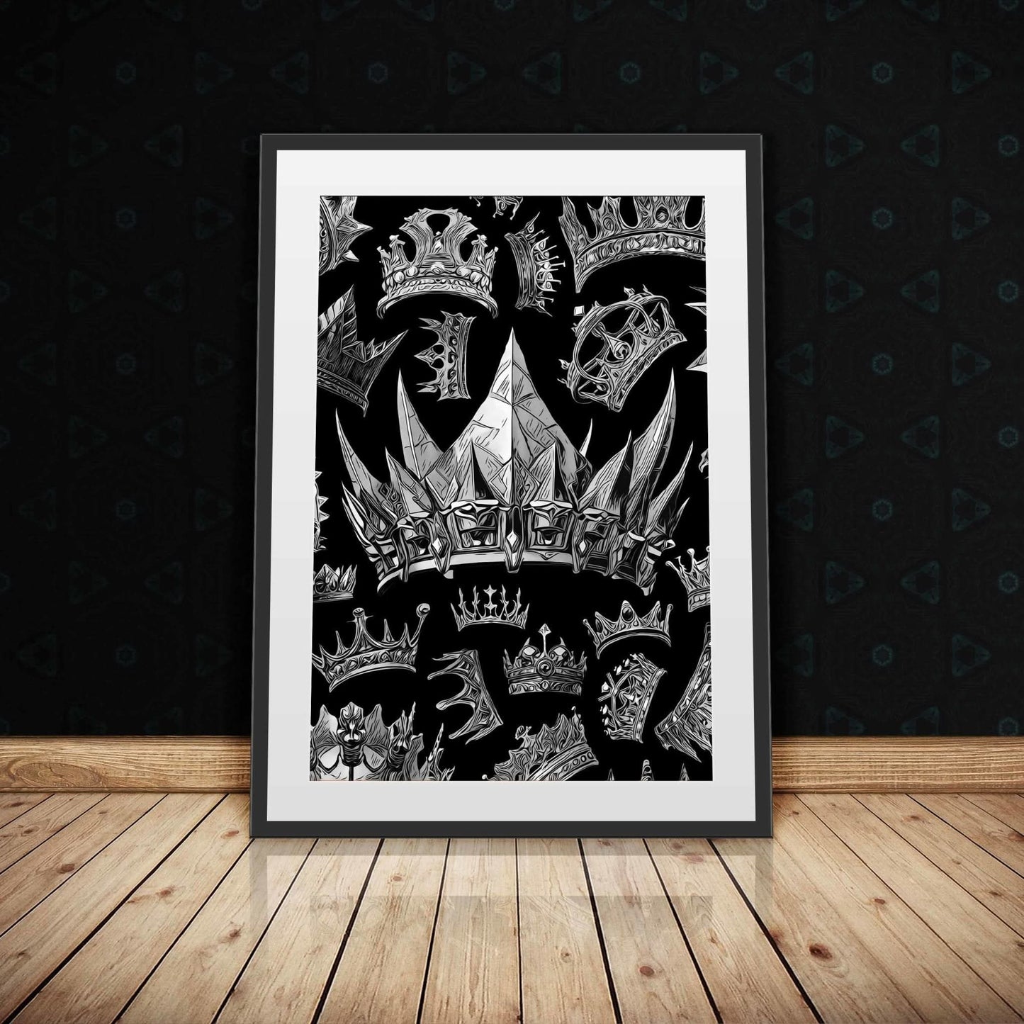 Silver Gothic Crowns Semi - gloss Print - Luxury Wall Art