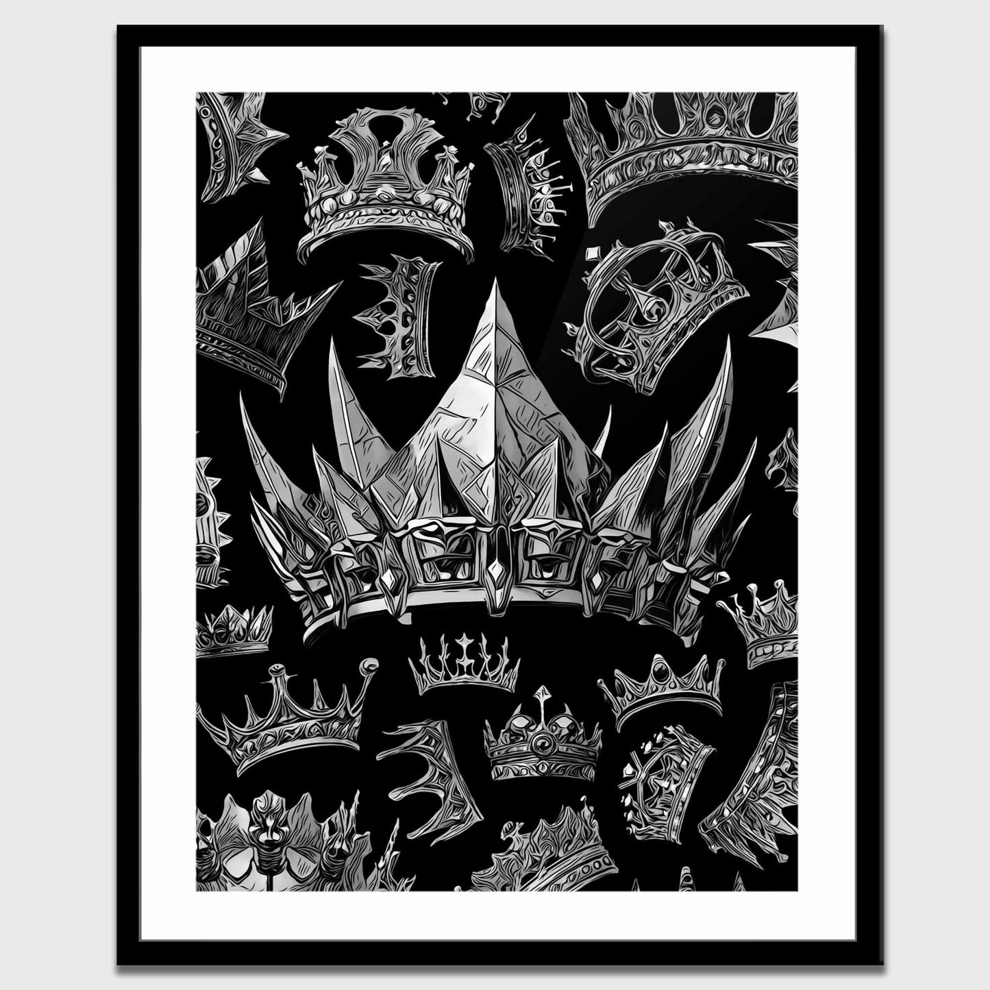 Silver Gothic Crowns Semi - gloss Print - Luxury Wall Art