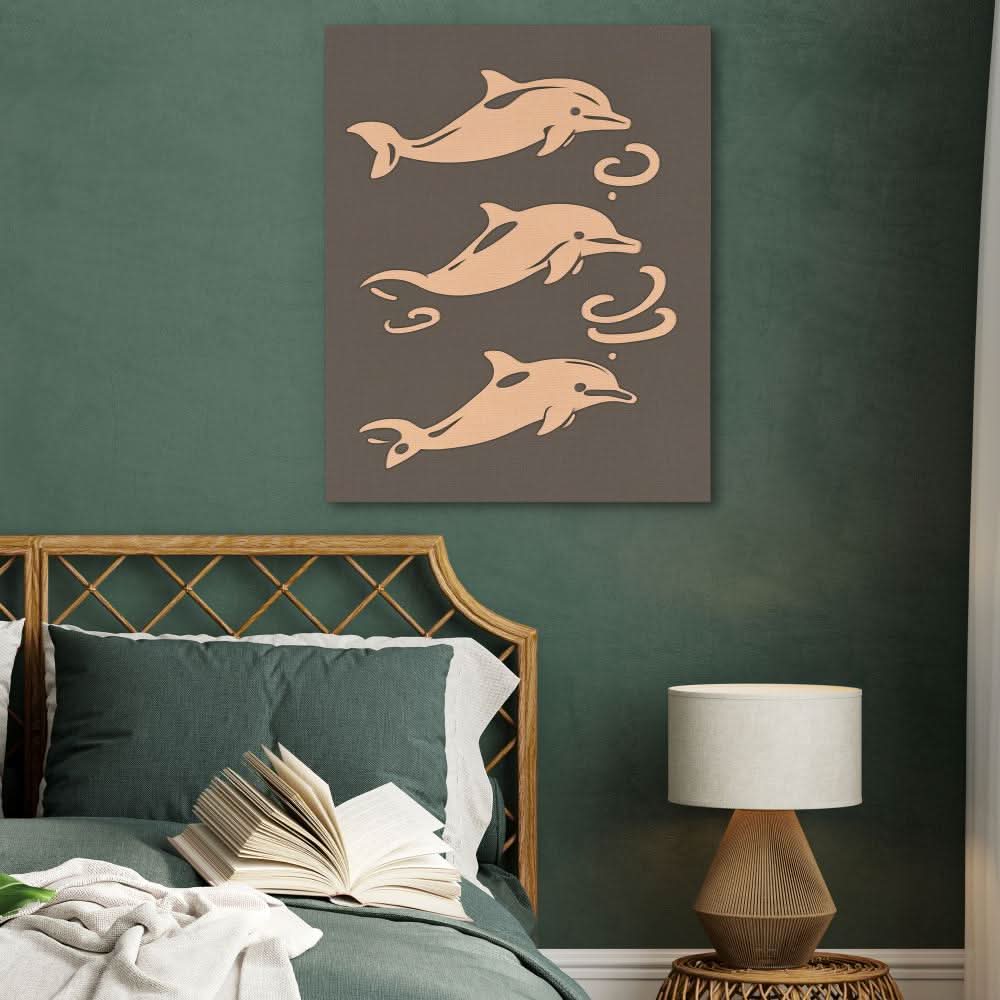 Simple Dolphin Illustration - Minimalist Wall Art in Black Frame