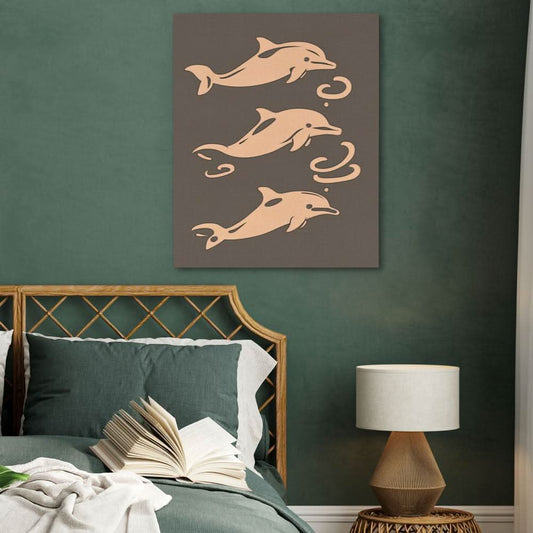 Simple Dolphin Illustration - Minimalist Wall Art in Black Frame