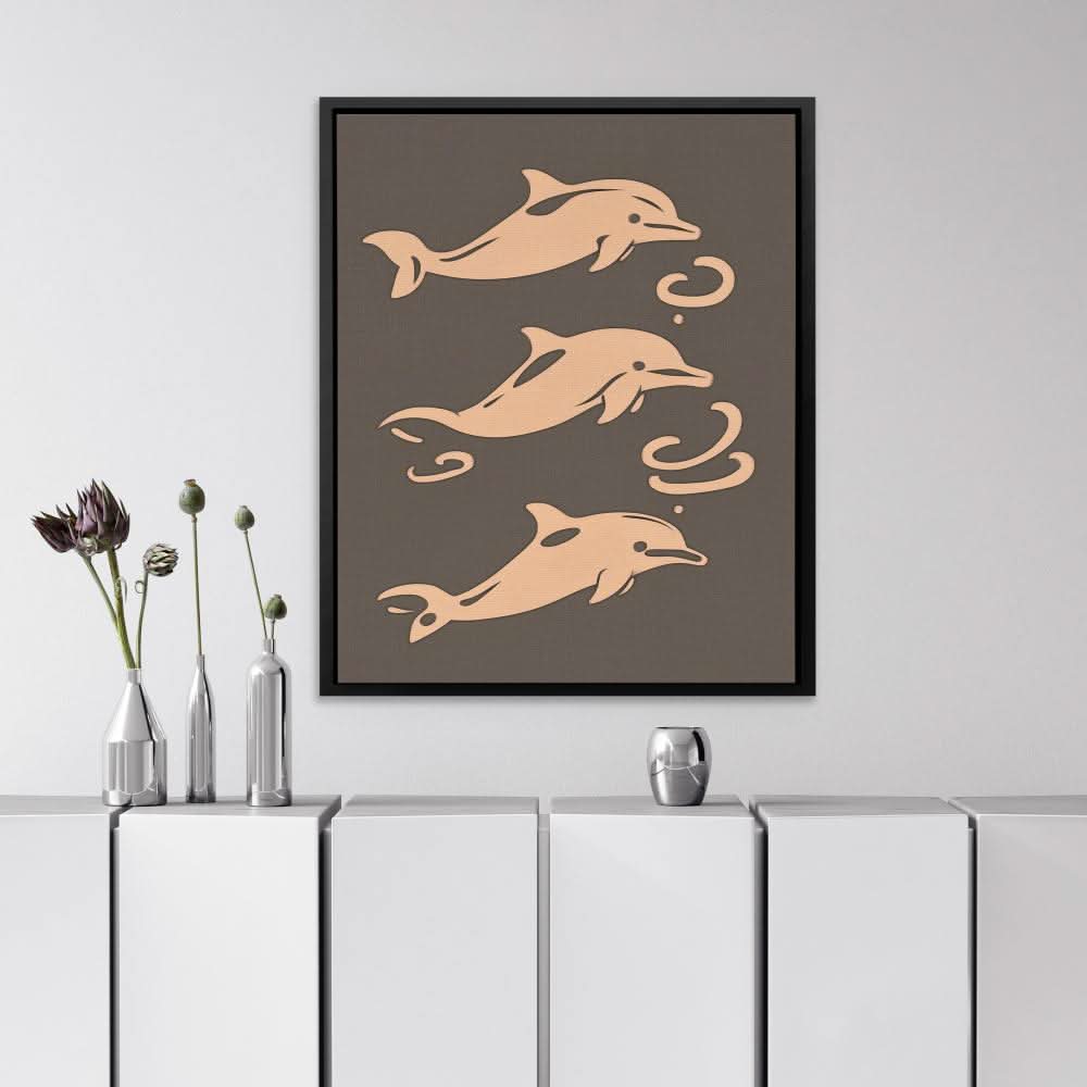 Simple Dolphin Illustration - Large Minimalist Canvas Print