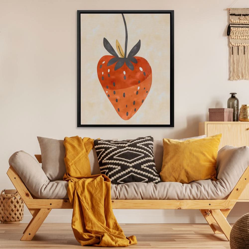 Simple Strawberry - Strawberry Wall Art in Black Frame