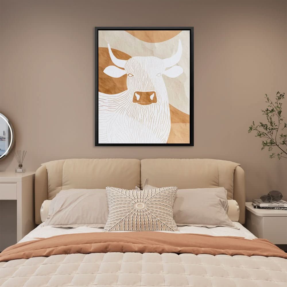 Simplicity in Power - Beige Bull Canvas Print