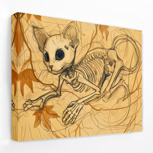 Skeleton Cat - Animals Canvas Wall Art