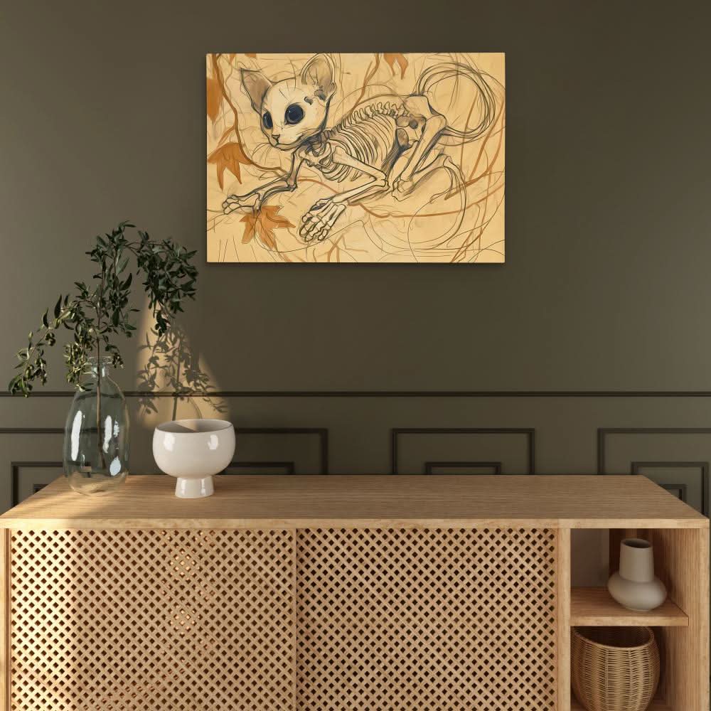 Skeleton Cat - Framed Art Print