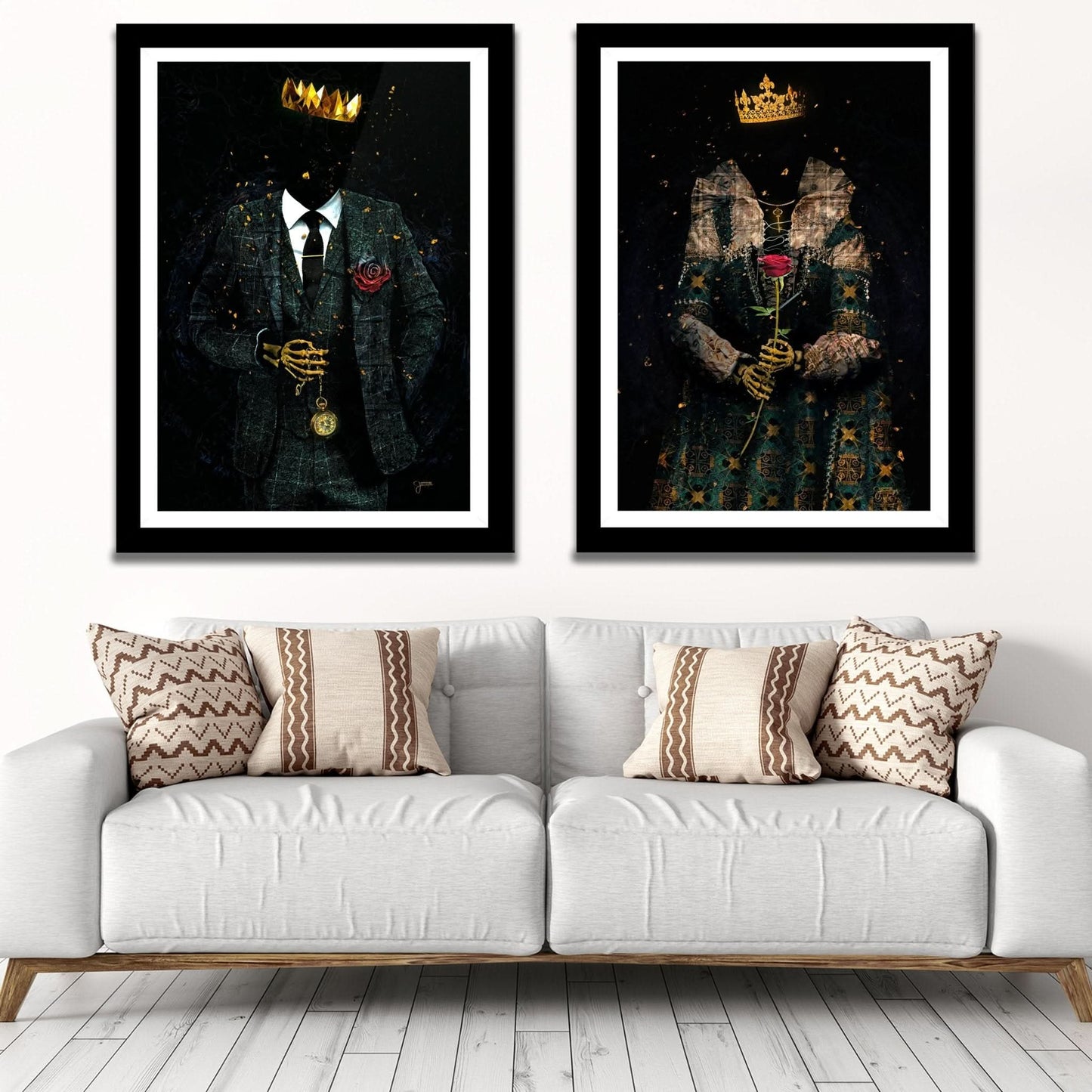 Skeleton King and Queen Semi - Gloss Prints - Luxury Wall Art