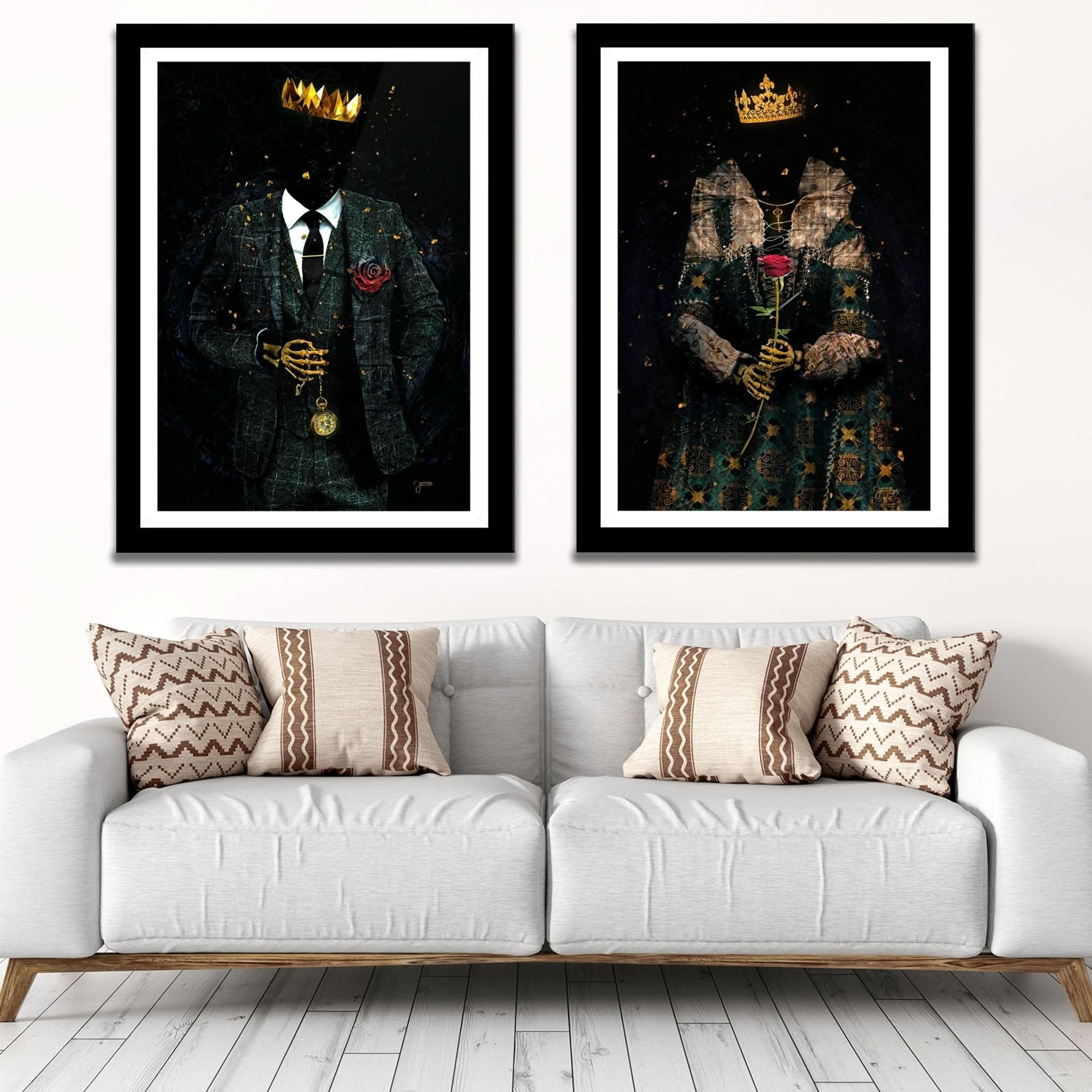 Skeleton King and Queen Semi - Gloss Prints - Luxury Wall Art