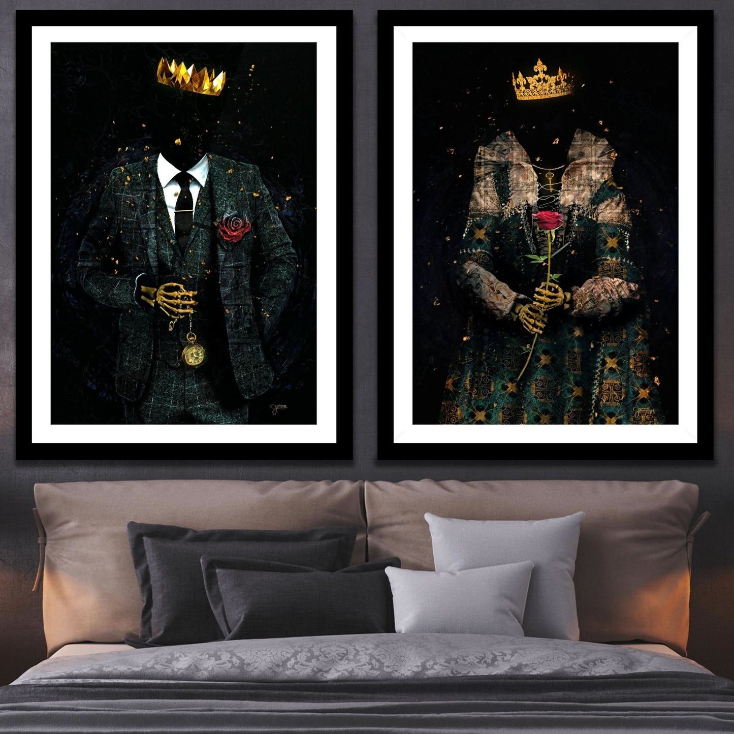 Skeleton King and Queen Semi - Gloss Prints - Luxury Wall Art