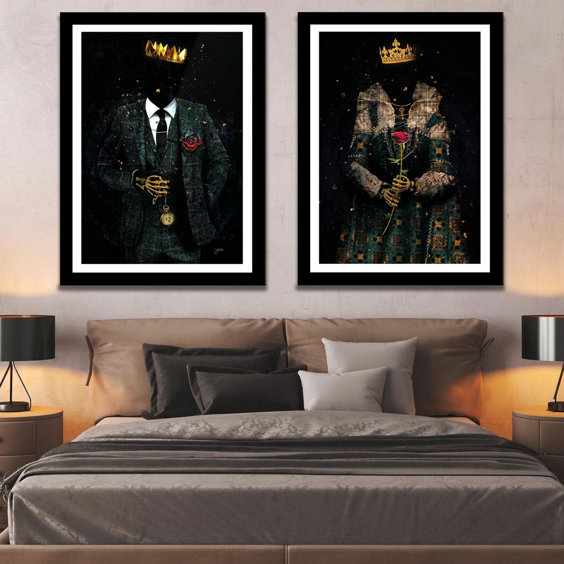 Skeleton King and Queen Semi - Gloss Prints - Luxury Wall Art